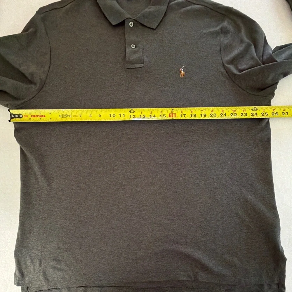 Polo Ralph Lauren Mens XL Pima Soft Touch Long Sleeve Polo Shirt Charcoal Grey